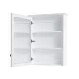 WELLFOR Solid Wood 24-in x 30-in Surface Mount White Mirrored Soft Close Medicine Cabinet