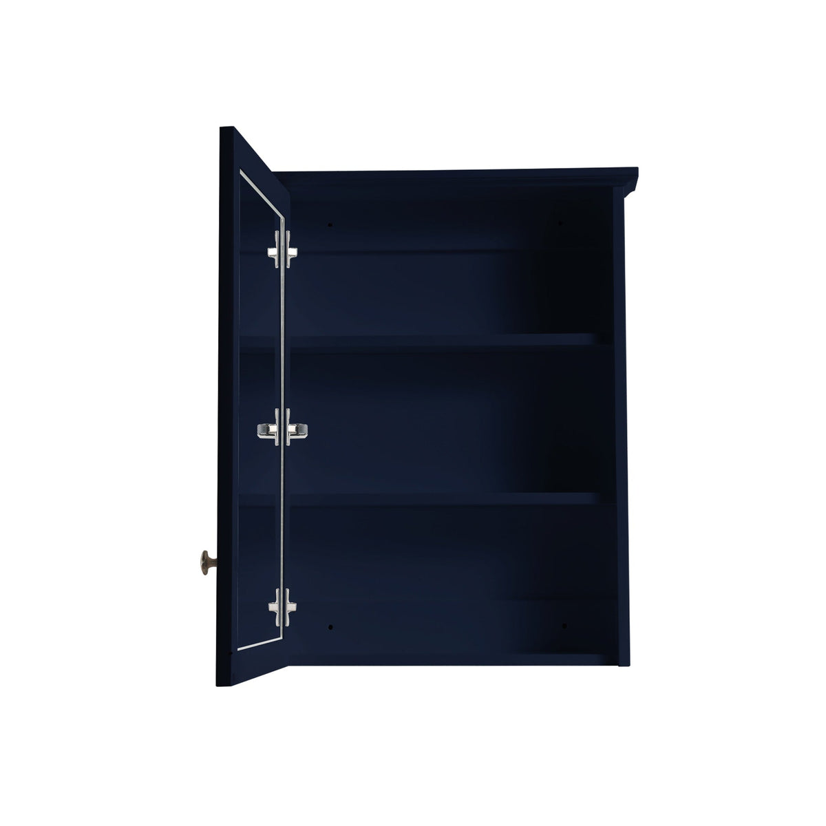 WELLFOR Solid Wood 24 x 30 Surface Mount Navy Blue Mirrored Soft Close Medicine Cabinet
