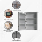 WELLFOR Solid Wood 34-in x 30-in Surface Mount Gray Mirrored Soft Close Medicine Cabinet