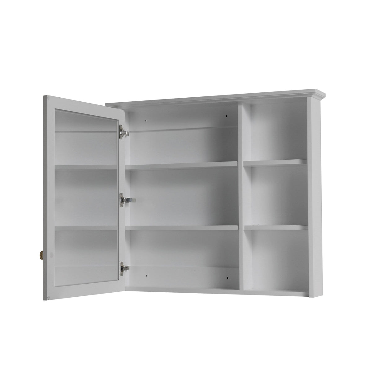 WELLFOR Solid Wood 34-in x 30-in Surface Mount Gray Mirrored Soft Close Medicine Cabinet