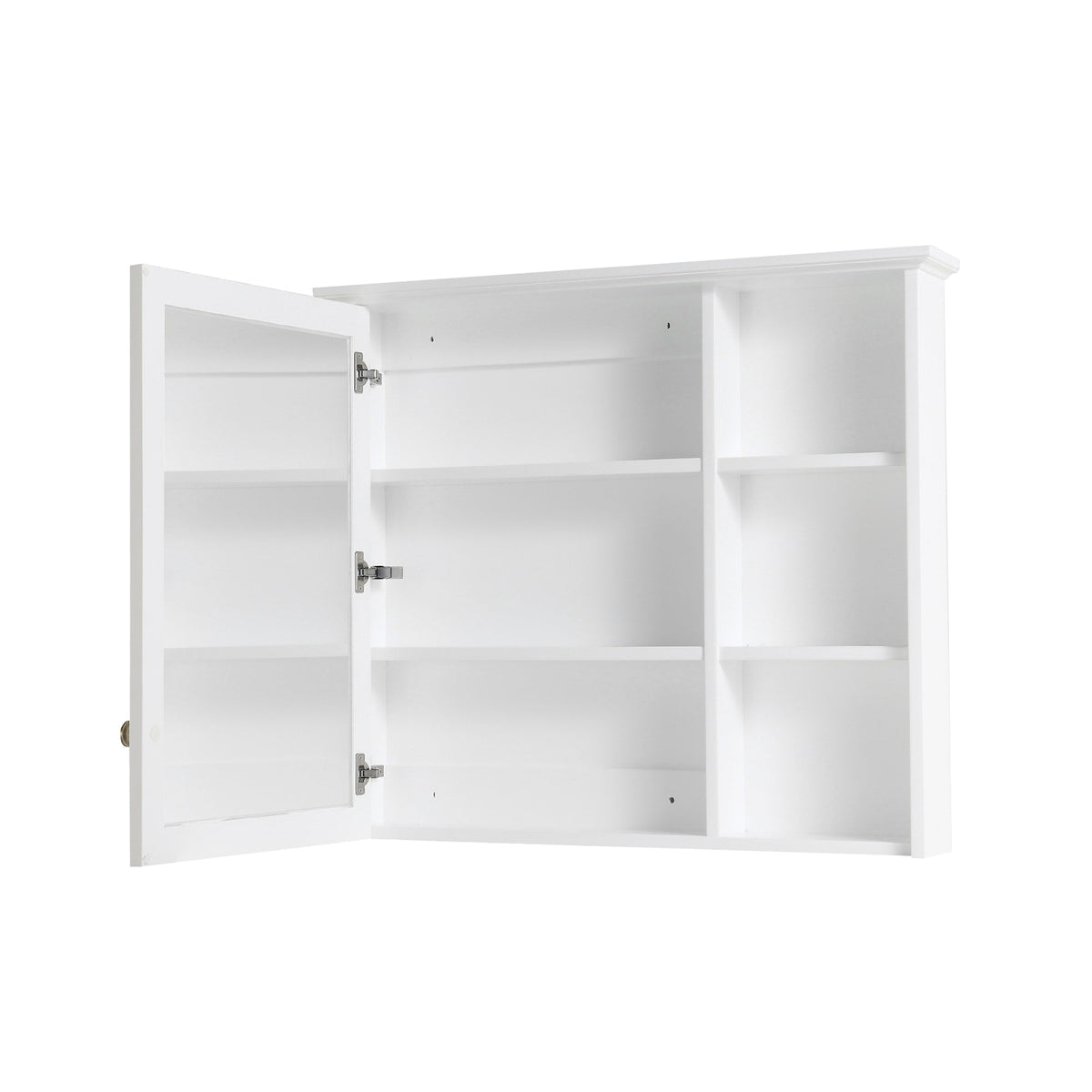 WELLFOR Solid Wood 34-in x 30-in Surface Mount White Mirrored Soft Close Medicine Cabinet