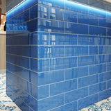 Giorbello Classic Premium Mediterranean Blue 4-in x 12-in Glossy Glass Subway Wall Tile (5-sq. ft/ Carton)