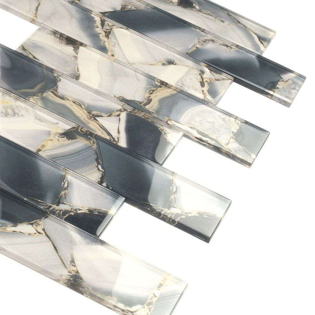 Apollo Tile Carnelian Gray 3-in x 12-in Glossy Glass Floor and Wall Tile (5-sq. ft/ Carton)