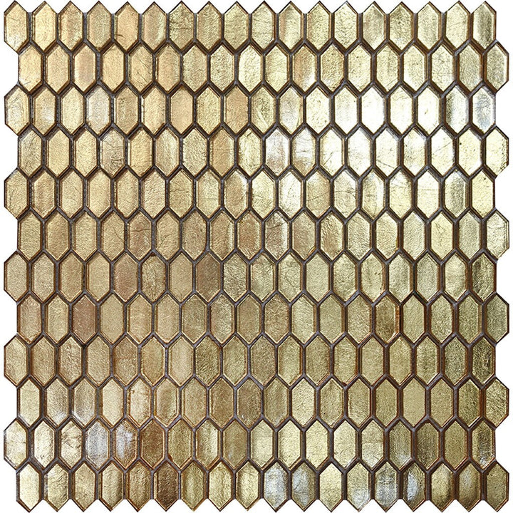 Apollo Tile Majeste Shimmer Gold 11-1/2-in x 11-3/4-in Glossy Glass Mixed Pattern Floor and Wall Tile (9.47-sq. ft/ Carton)