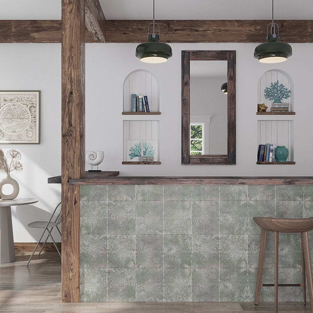 Apollo Tile Imprint Blue and Green 11-in x 15-in Glazed Ceramic Floor and Wall Tile (12.49-sq. ft/ Carton)