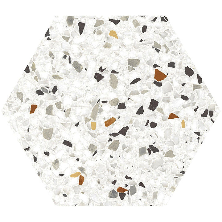 Apollo Tile Terra Mia White, Multicolor 8-1/2-in x 9-7/8-in Matte Porcelain Hexagon Floor and Wall Tile (9.93-sq. ft/ Carton)