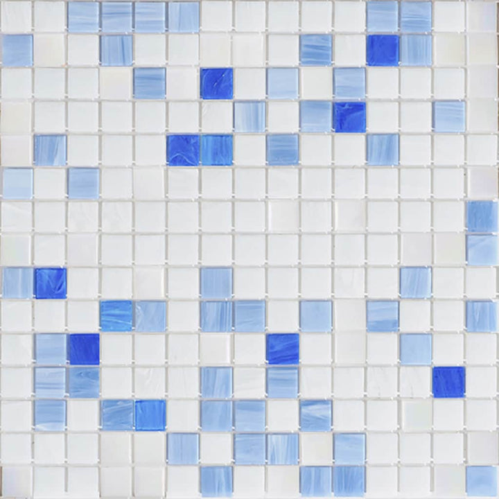 Apollo Tile Mingles White and Light Blue 12-in x 12-in Glossy Glass Uniform Squares Floor and Wall Tile (20-sq. ft/ Carton)