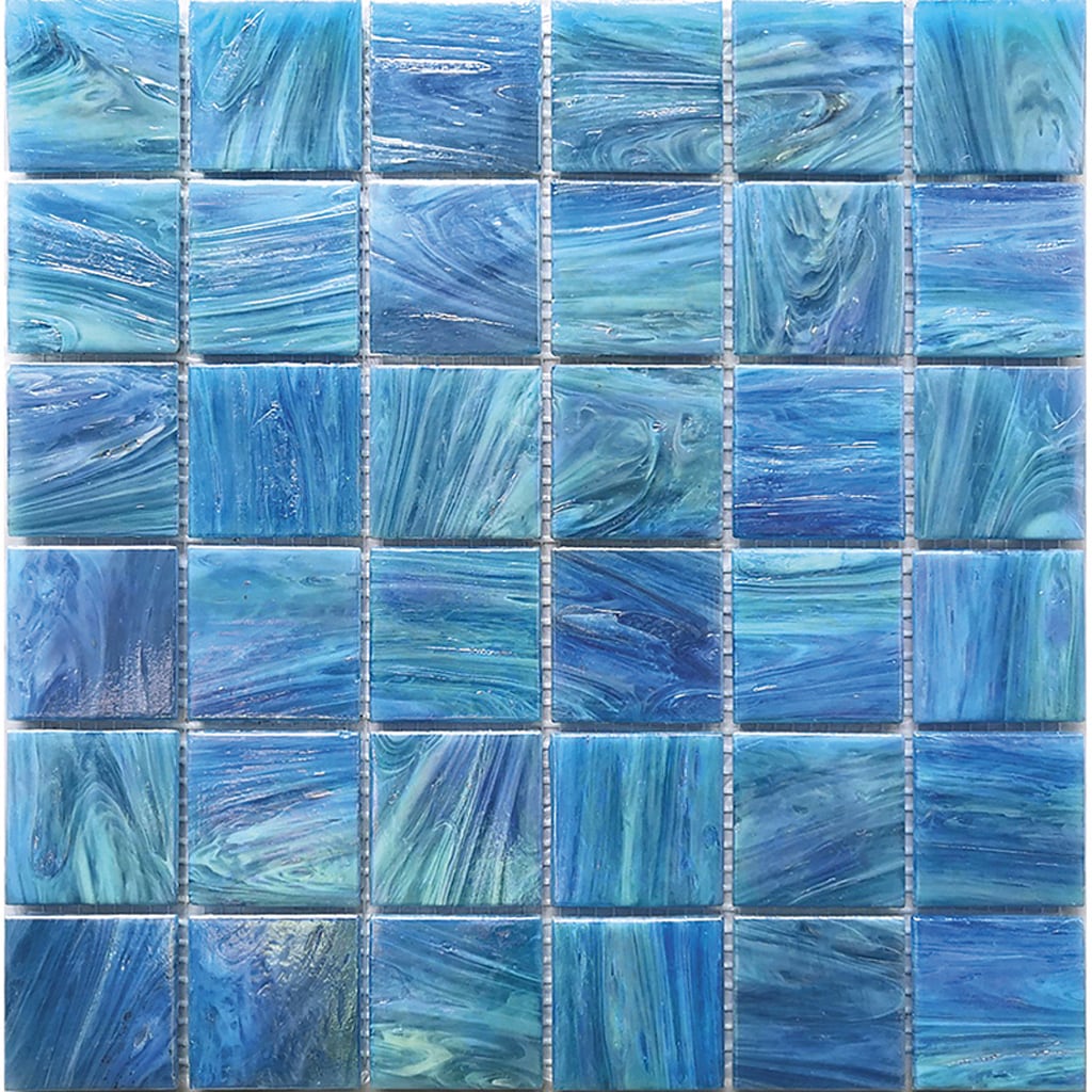 Apollo Tile Celestial Denim Blue 12-in x 12-in Glossy Glass Uniform Squares Floor and Wall Tile (20-sq. ft/ Carton)