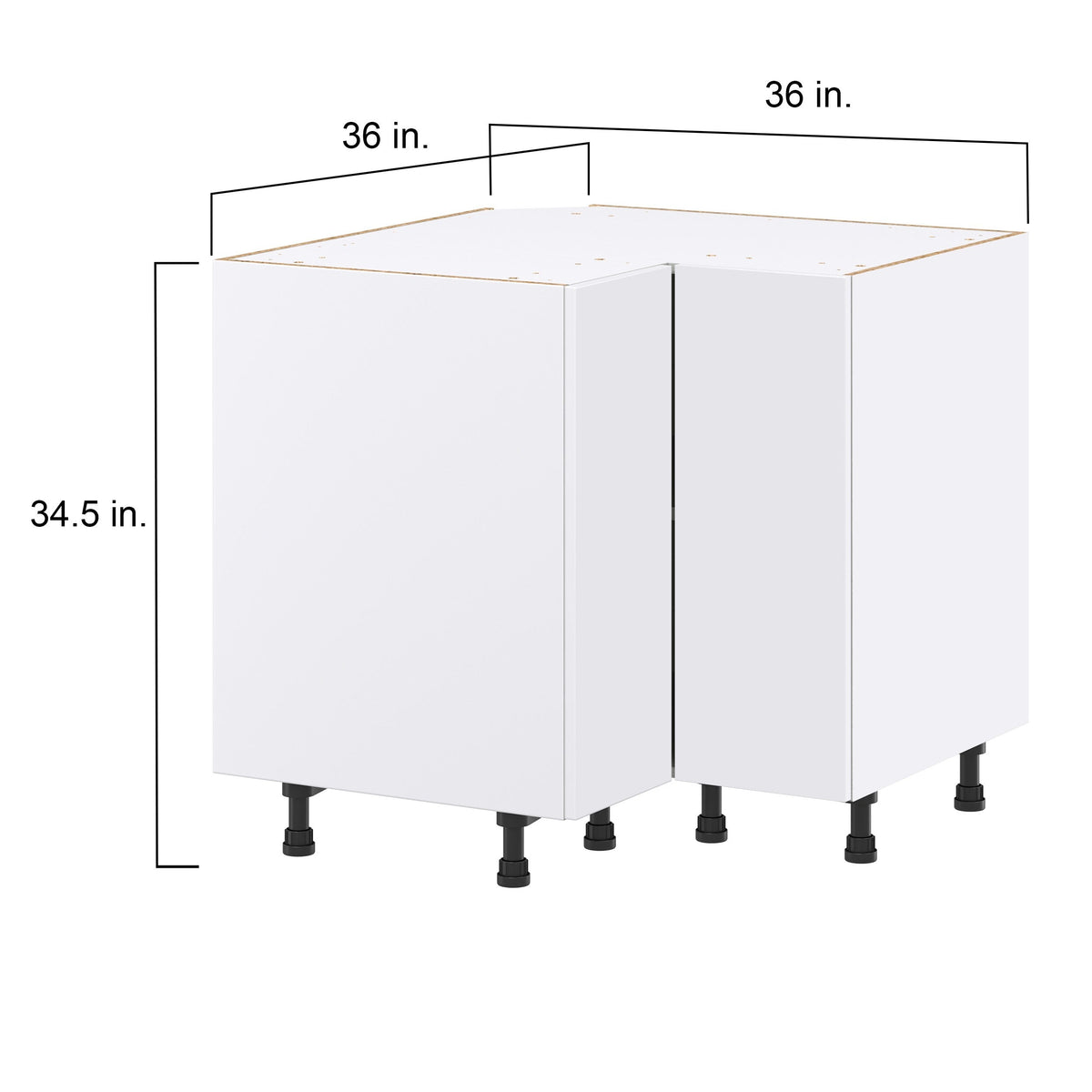 Hugo&Borg Lasalle 36-in W x 34.5-in H x 36-in D Bright White Slab Lazy Susan Corner Base Fully Assembled Cabinet (Flat Panel Slab Style)