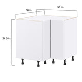 Hugo&Borg Lasalle 36-in W x 34.5-in H x 36-in D Bright White Slab Lazy Susan Corner Base Fully Assembled Cabinet (Flat Panel Slab Style)