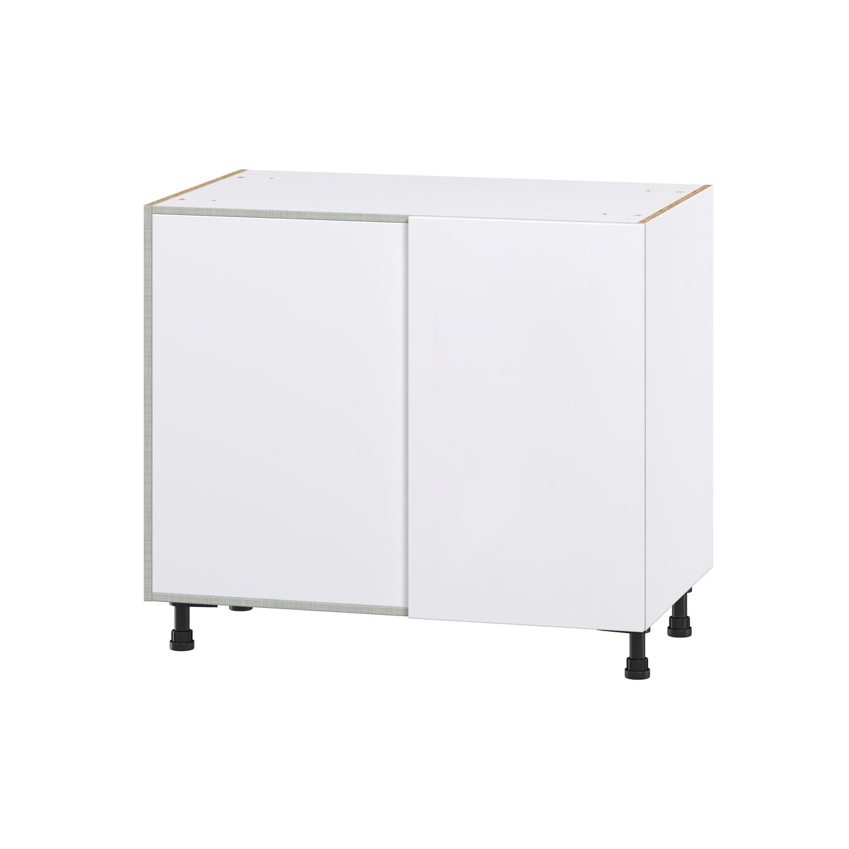 Hugo&Borg Lasalle 36-in W x 34.5-in H x 25-in D Bright White Slab Blind Corner Base Fully Assembled Cabinet (Flat Panel Slab Style)