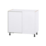 Hugo&Borg Lasalle 36-in W x 34.5-in H x 25-in D Bright White Slab Blind Corner Base Fully Assembled Cabinet (Flat Panel Slab Style)