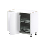 Hugo&Borg Lasalle 36-in W x 34.5-in H x 25-in D Bright White Slab Blind Corner Base Fully Assembled Cabinet (Flat Panel Slab Style)