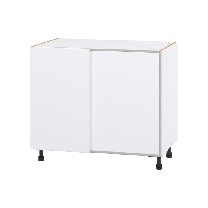 Hugo&Borg Lasalle 36-in W x 34.5-in H x 36-in D Bright White Slab Blind Corner Base Fully Assembled Cabinet (Flat Panel Slab Style)