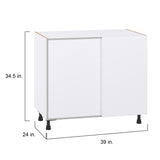 Hugo&Borg Lasalle 36-in W x 34.5-in H x 25-in D Bright White Slab Blind Corner Base Fully Assembled Cabinet (Flat Panel Slab Style)