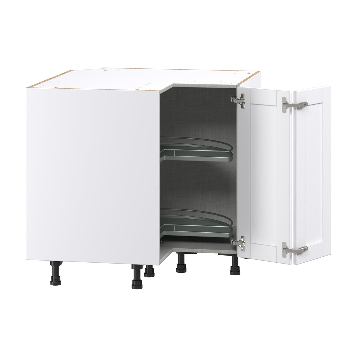 Hugo&Borg Rosemont 36-in W x 34.5-in H x 36-in D Glacier White Lazy Susan Corner Base Fully Assembled Cabinet (Recessed Panel Shaker Style)