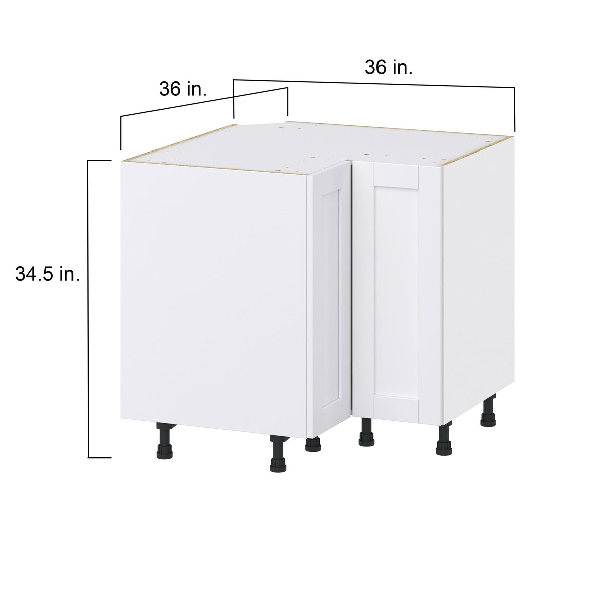 Hugo&Borg Rosemont 36-in W x 34.5-in H x 36-in D Glacier White Lazy Susan Corner Base Fully Assembled Cabinet (Recessed Panel Shaker Style)
