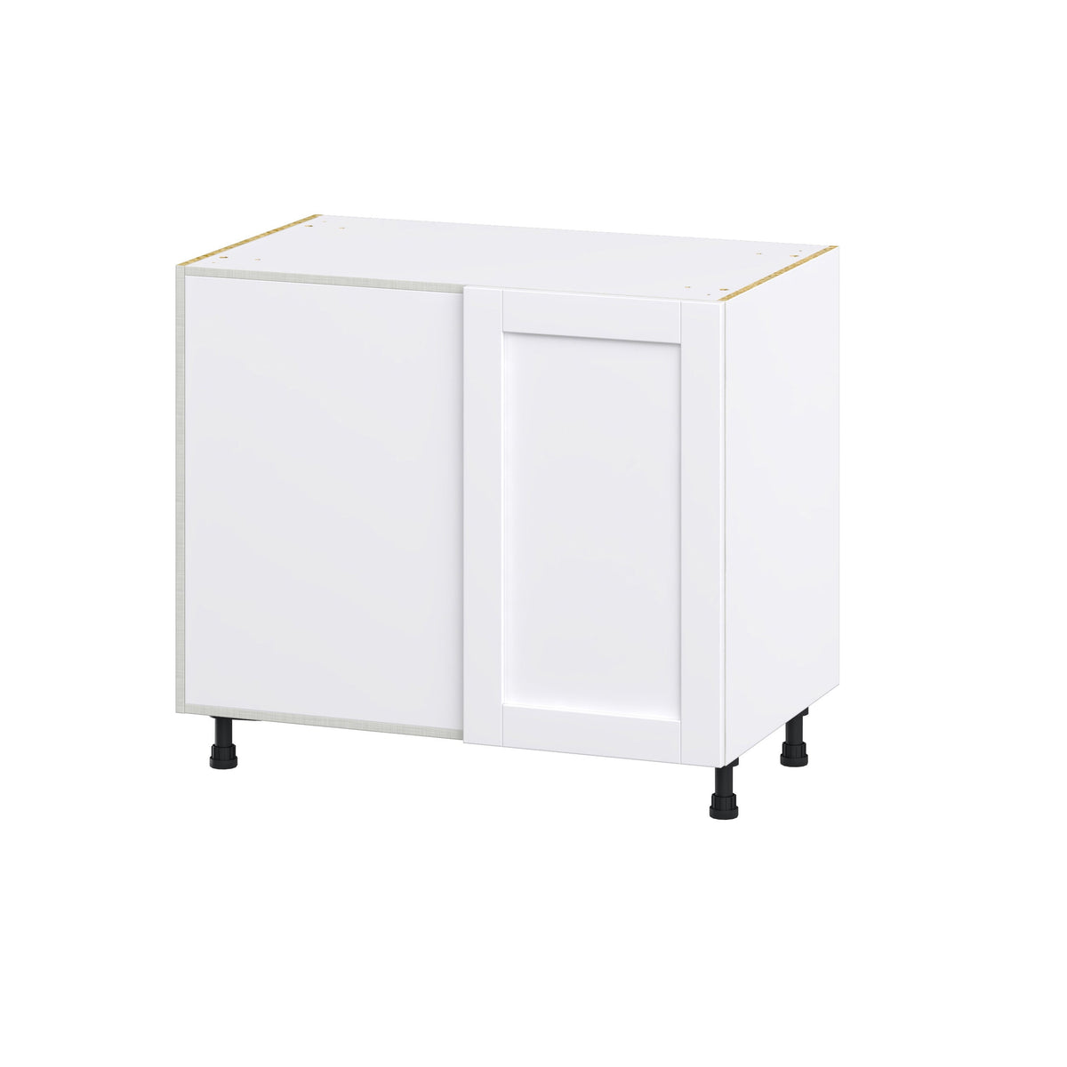 Hugo&Borg Rosemont 39-in W x 34.5-in H x 25-in D Glacier White Blind Corner Base Fully Assembled Cabinet (Recessed Panel Shaker Style)