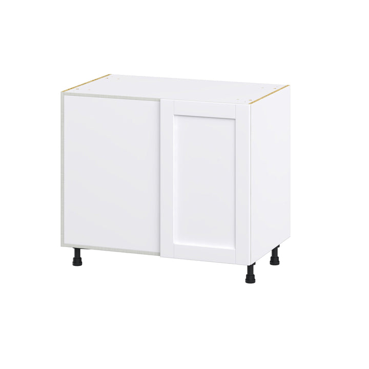 Hugo&Borg Rosemont 39-in W x 34.5-in H x 25-in D Glacier White Blind Corner Base Fully Assembled Cabinet (Recessed Panel Shaker Style)