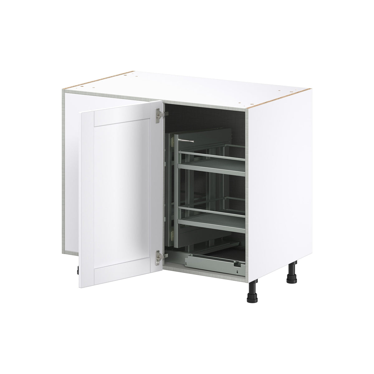 Hugo&Borg Rosemont 39-in W x 34.5-in H x 24-in D Glacier White Blind Corner Base Fully Assembled Cabinet (Recessed Panel Shaker Style)