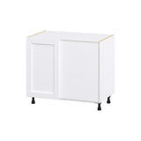 Hugo&Borg Rosemont 39-in W x 34.5-in H x 25-in D Glacier White Blind Corner Base Fully Assembled Cabinet (Recessed Panel Shaker Style)