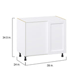 Hugo&Borg Rosemont 39-in W x 34.5-in H x 24-in D Glacier White Blind Corner Base Fully Assembled Cabinet (Recessed Panel Shaker Style)