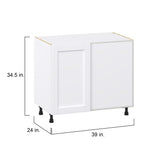 Hugo&Borg Rosemont 39-in W x 34.5-in H x 25-in D Glacier White Blind Corner Base Fully Assembled Cabinet (Recessed Panel Shaker Style)