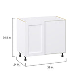 Hugo&Borg Rosemont 39-in W x 34.5-in H x 24-in D Glacier White Blind Corner Base Fully Assembled Cabinet (Recessed Panel Shaker Style)