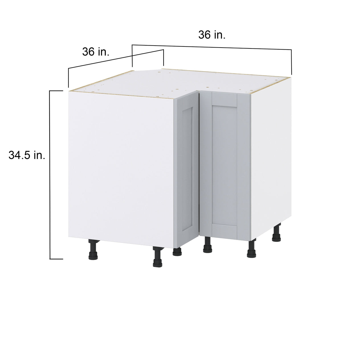 Hugo&Borg Charlesberg 36-in W x 34.5-in H x 36-in D Gray Lazy Susan Corner Base Fully Assembled Cabinet (Recessed Panel Shaker Style)