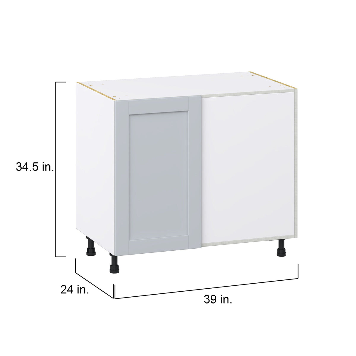 Hugo&Borg Charlesberg 39-in W x 34.5-in H x 25-in D Gray Blind Corner Base Fully Assembled Cabinet (Recessed Panel Shaker Style)