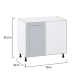 Hugo&Borg Charlesberg 39-in W x 34.5-in H x 25-in D Gray Blind Corner Base Fully Assembled Cabinet (Recessed Panel Shaker Style)