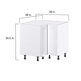 Hugo&Borg Jolie 36-in W x 34.5-in H x 36-in D Warm White Lazy Susan Corner Base Fully Assembled Cabinet (Recessed Panel Shaker Style)