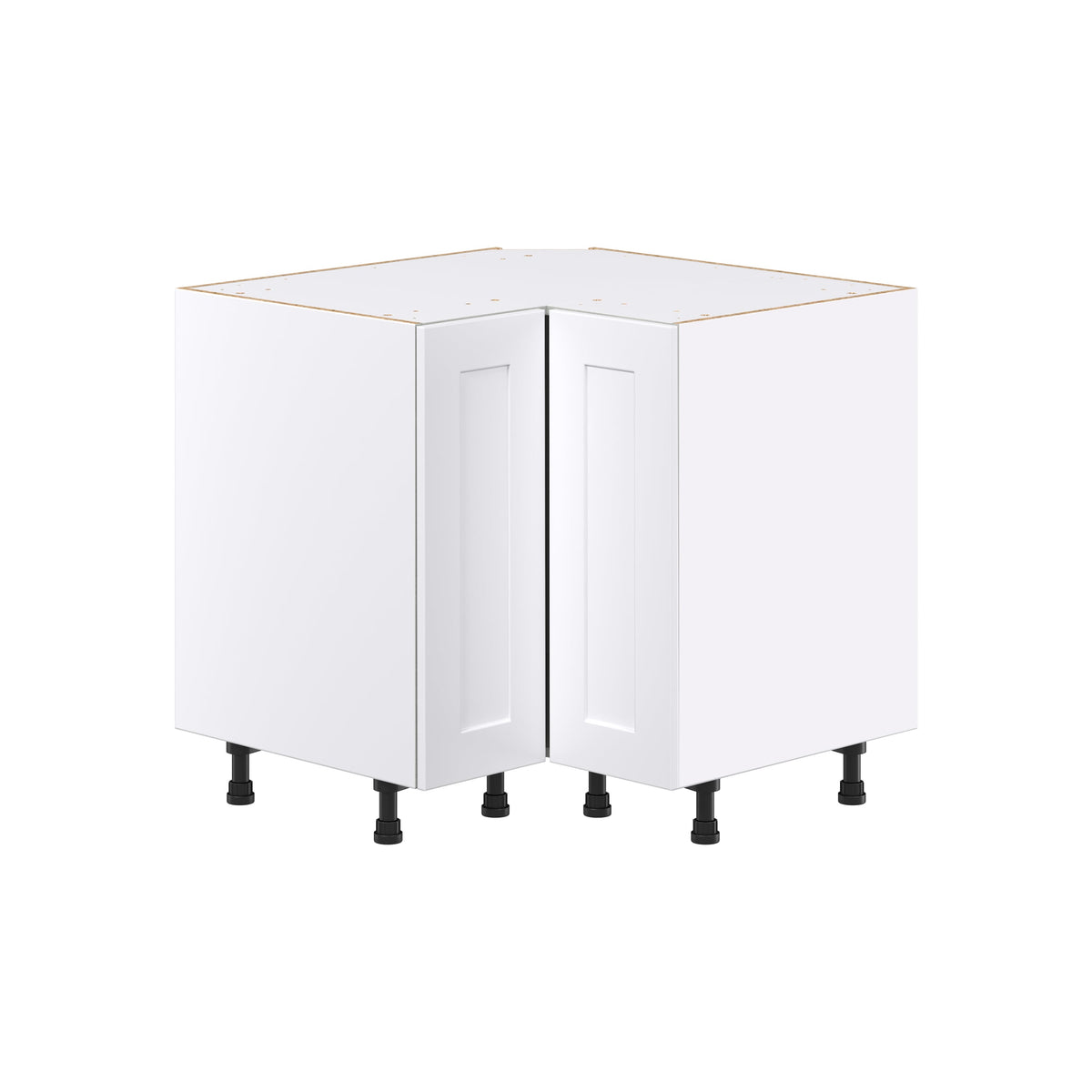 Hugo&Borg Jolie 36-in W x 34.5-in H x 36-in D Warm White Lazy Susan Corner Base Fully Assembled Cabinet (Recessed Panel Shaker Style)