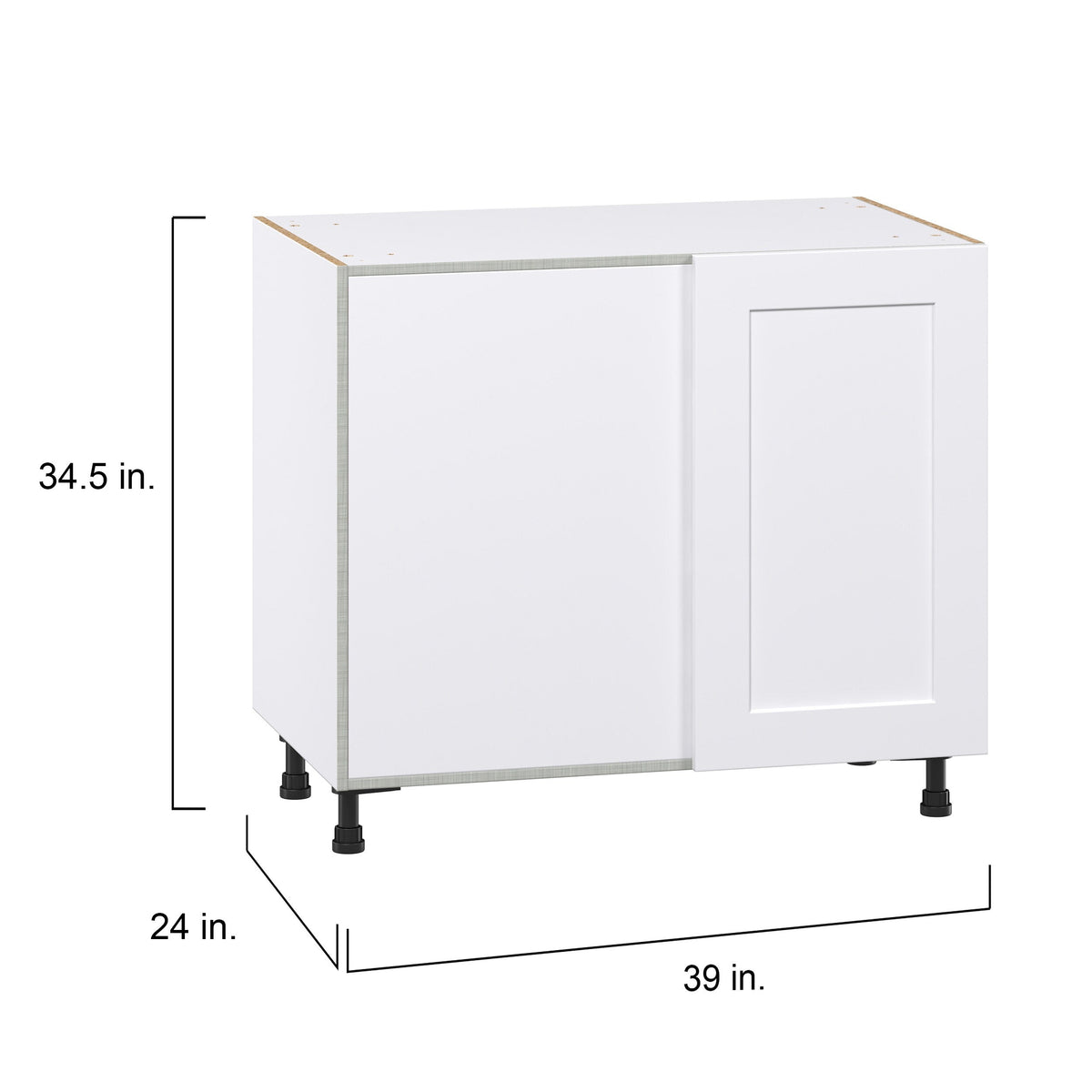 Hugo&Borg Jolie 39-in W x 34.5-in H x 24-in D Warm White Blind Corner Base Fully Assembled Cabinet (Recessed Panel Shaker Style)