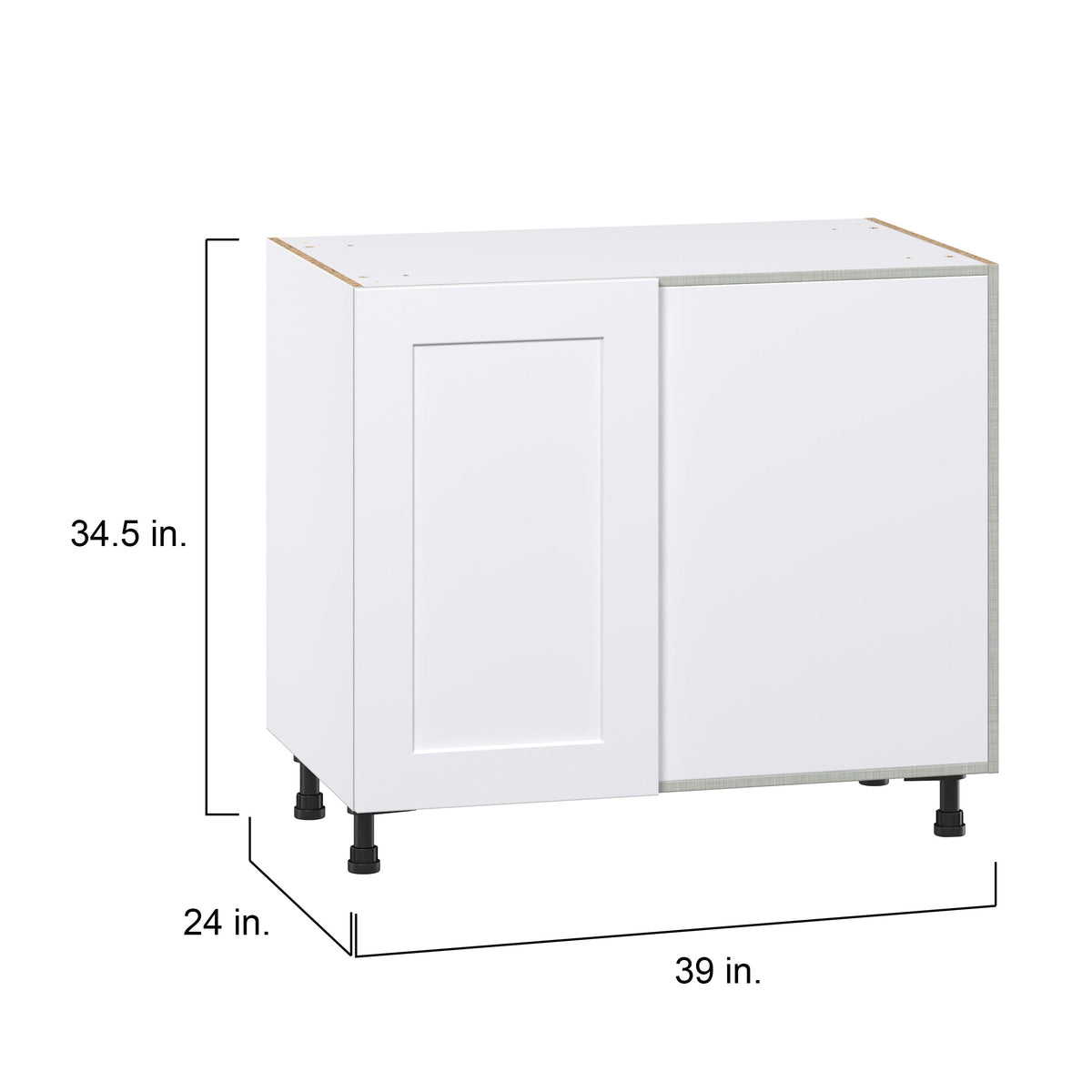 Hugo&Borg Jolie 39-in W x 34.5-in H x 24-in D Warm White Blind Corner Base Fully Assembled Cabinet (Recessed Panel Shaker Style)