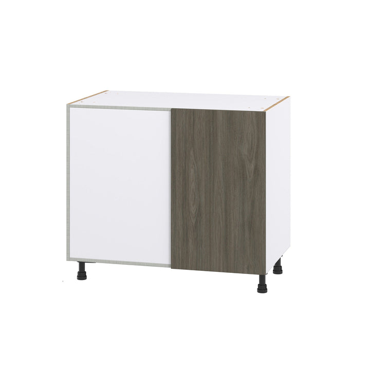 Hugo&Borg Savane 39-in W x 34.5-in H x 24-in D Textmel Blind Corner Base Fully Assembled Cabinet (Flat Panel Slab Style)