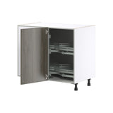 Hugo&Borg Savane 39-in W x 34.5-in H x 25-in D Textmel Blind Corner Base Fully Assembled Cabinet (Flat Panel Slab Style)