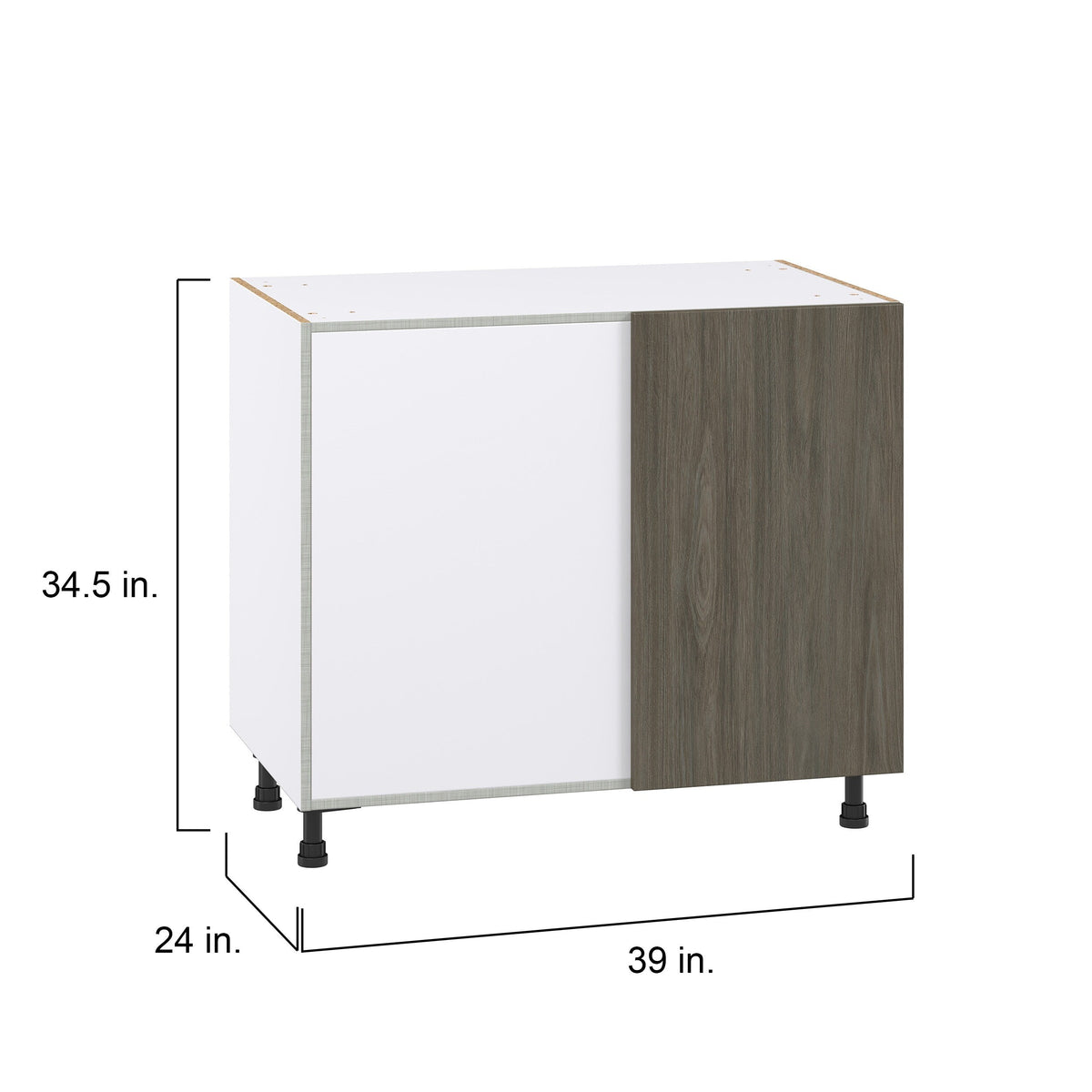 Hugo&Borg Savane 39-in W x 34.5-in H x 25-in D Textmel Blind Corner Base Fully Assembled Cabinet (Flat Panel Slab Style)