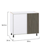 Hugo&Borg Savane 39-in W x 34.5-in H x 25-in D Textmel Blind Corner Base Fully Assembled Cabinet (Flat Panel Slab Style)