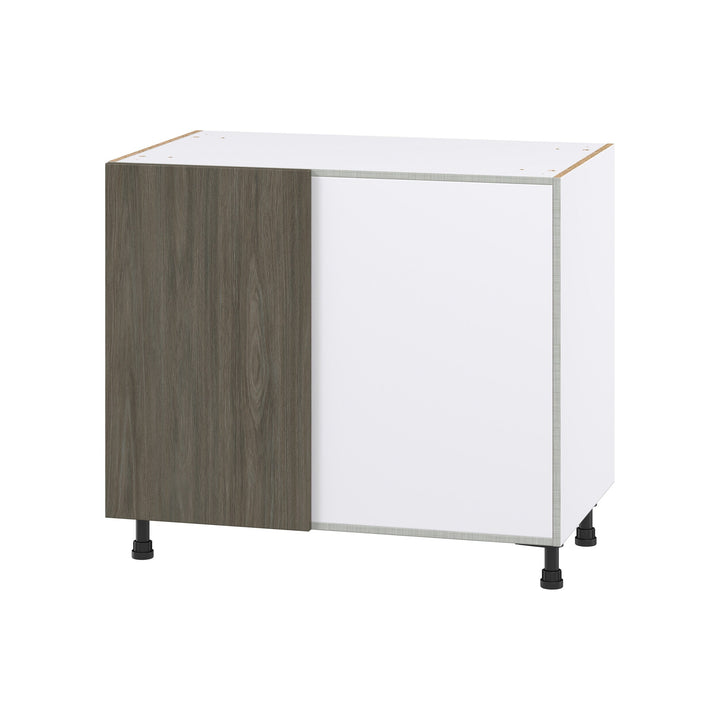 Hugo&Borg Savane 39-in W x 34.5-in H x 24-in D Textmel Blind Corner Base Fully Assembled Cabinet (Flat Panel Slab Style)