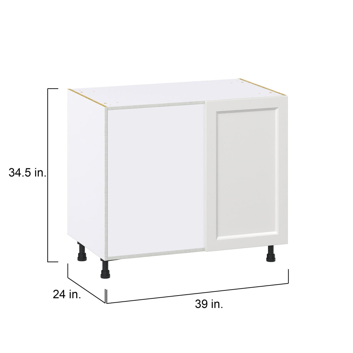 Hugo&Borg Riviera 39-in W x 34.5-in H x 24-in D Bright White Blind Corner Base Fully Assembled Cabinet (Recessed Panel Shaker Style)