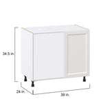 Hugo&Borg Riviera 39-in W x 34.5-in H x 24-in D Bright White Blind Corner Base Fully Assembled Cabinet (Recessed Panel Shaker Style)