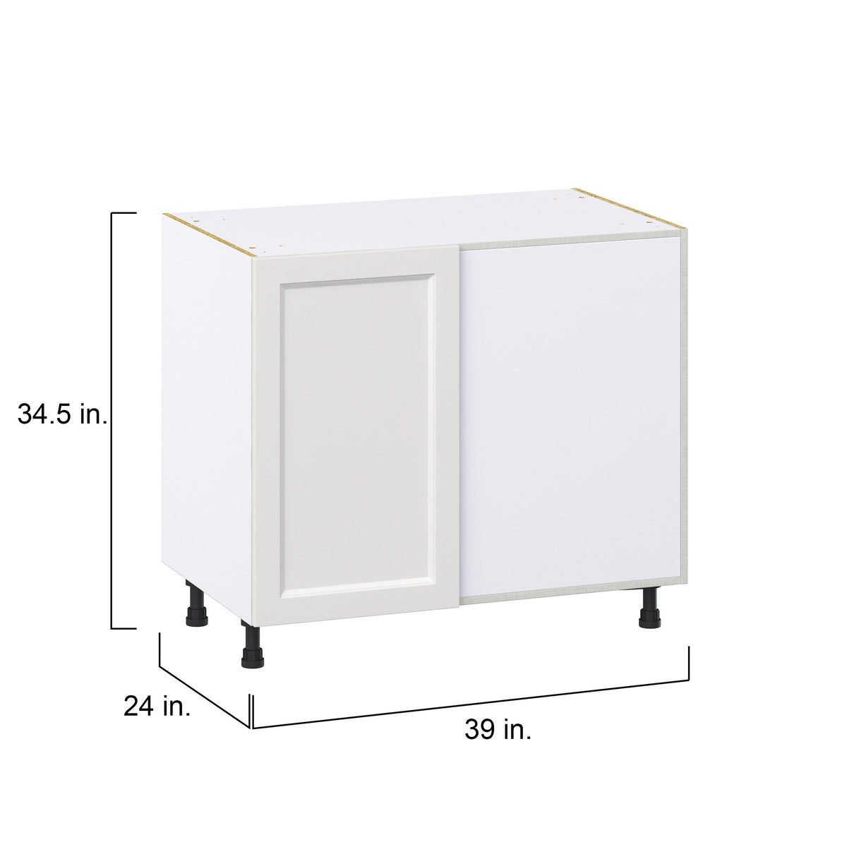 Hugo&Borg Riviera 39-in W x 34.5-in H x 24-in D Bright White Blind Corner Base Fully Assembled Cabinet (Recessed Panel Shaker Style)
