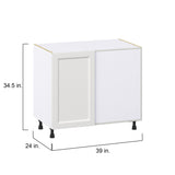 Hugo&Borg Riviera 39-in W x 34.5-in H x 24-in D Bright White Blind Corner Base Fully Assembled Cabinet (Recessed Panel Shaker Style)