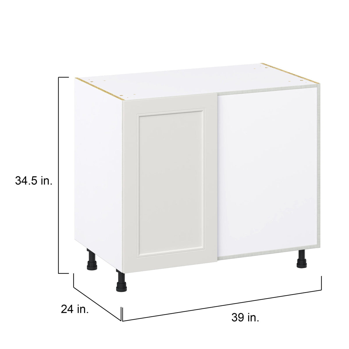 Hugo&Borg Belcourt 39-in W x 34.5-in H x 24-in D Gray Painted Blind Corner Base Fully Assembled Cabinet (Recessed Panel Shaker Style)