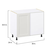 Hugo&Borg Belcourt 39-in W x 34.5-in H x 24-in D Gray Painted Blind Corner Base Fully Assembled Cabinet (Recessed Panel Shaker Style)