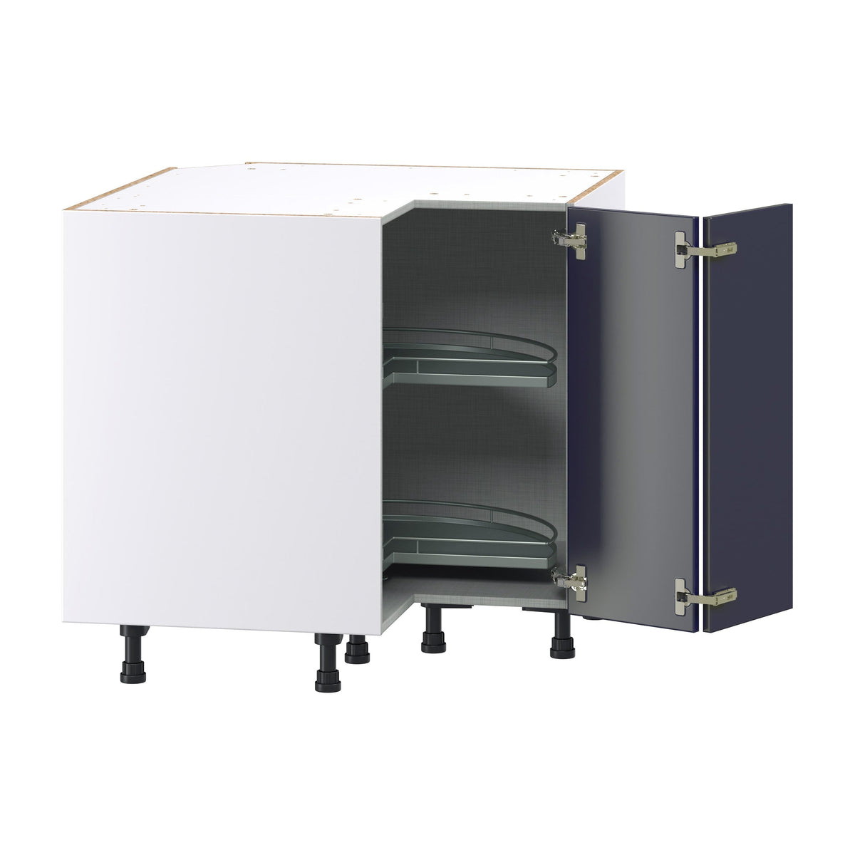 Hugo&Borg Lorette 36-in W x 34.5-in H x 36-in D Navy Blue Lazy Susan Corner Base Fully Assembled Cabinet (Recessed Panel Shaker Style)