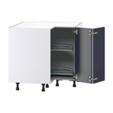 Hugo&Borg Lorette 36-in W x 34.5-in H x 36-in D Navy Blue Lazy Susan Corner Base Fully Assembled Cabinet (Recessed Panel Shaker Style)