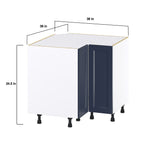 Hugo&Borg Lorette 36-in W x 34.5-in H x 36-in D Navy Blue Lazy Susan Corner Base Fully Assembled Cabinet (Recessed Panel Shaker Style)