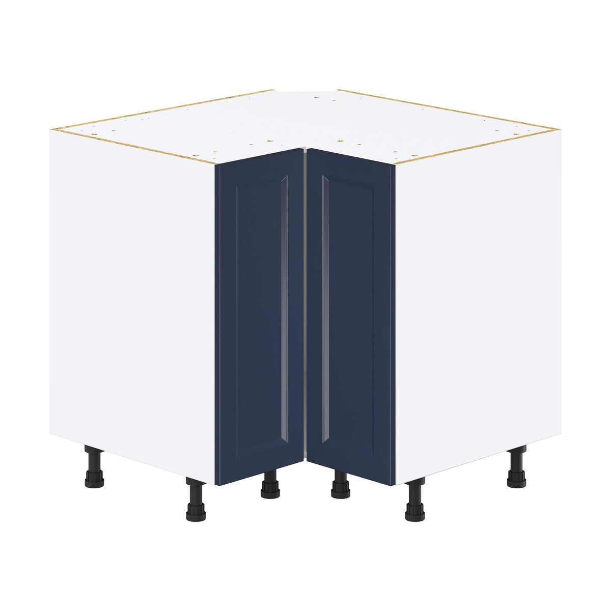Hugo&Borg Lorette 36-in W x 34.5-in H x 36-in D Navy Blue Lazy Susan Corner Base Fully Assembled Cabinet (Recessed Panel Shaker Style)